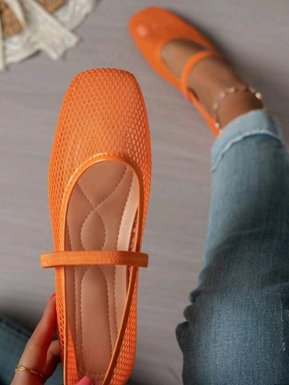 Orange Mary Jane Flat Shoes - Comfortable Everyday Flats